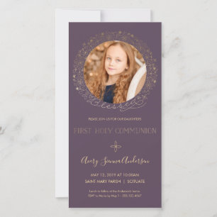First Holy Communionフォトカード – 招待状、女の子