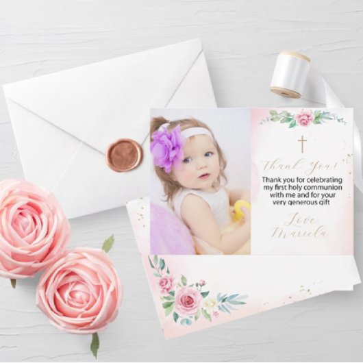 First Holy Communion写真あなた感謝していの招待状 招待状