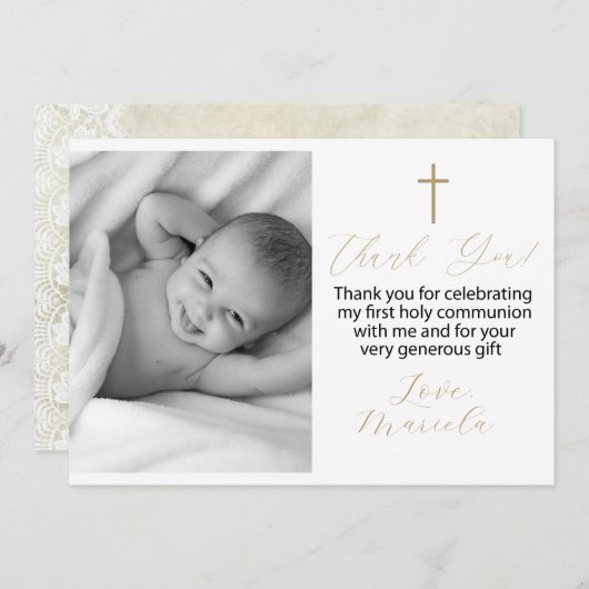 First Holy Communion写真あなた感謝していの招待状 招待状 (正面/裏面)