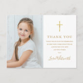 First Holy Communion写真金ゴールドありがとう ポストカード (正面)
