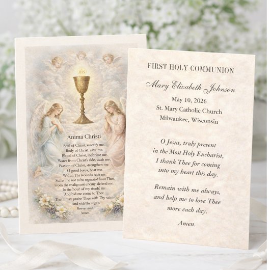 First Holy Communion Anima Christi Remembrance エンクロージャーカード