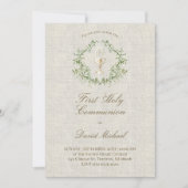 First Holy Communion beige texture 招待状 (正面)