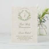 First Holy Communion beige texture 招待状 (スタンド正面)