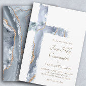 First Holy Communion blue agate Holy Cross 招待状