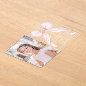 First Holy Communion Blush Pink Bow Christian アクリル招待状 (レイダウン)
