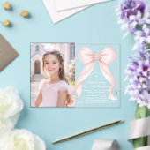 First Holy Communion Blush Pink Bow Christian アクリル招待状 (インサイチュ (ウェディング))