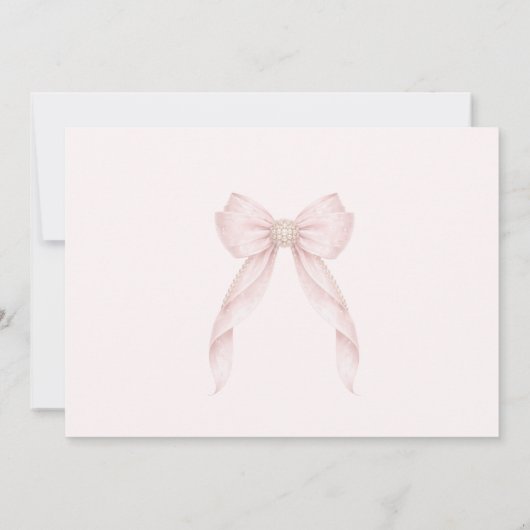 First Holy Communion Blush Pink Bow Christian 招待状 (裏面)