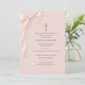 First Holy Communion Blush Pink Bow Girl  招待状 (スタンド正面)