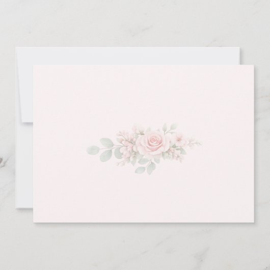 First Holy Communion Blush Pink Bow Photo 招待状 (裏面)