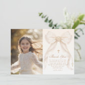 First Holy Communion Bow Photo Thank you Card 招待状 (スタンド正面)