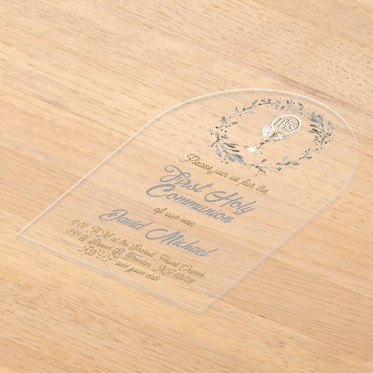 First Holy Communion boy アクリル招待状 (レイダウン)