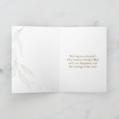 First Holy Communion Candle Bible Greenery Leaves カード (内部)