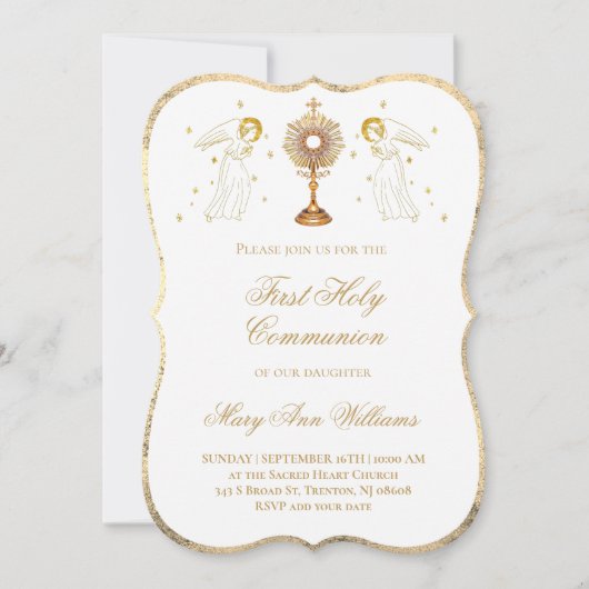 First Holy Communion catholic angels Eucharist 招待状 (正面)
