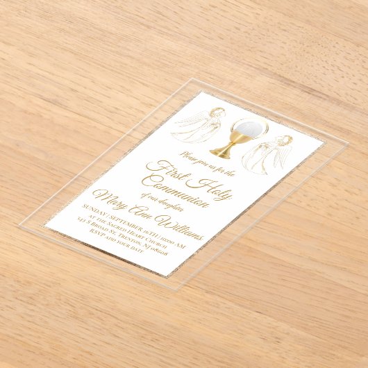 First Holy Communion catholic angels Invitation アクリル招待状 (レイダウン)