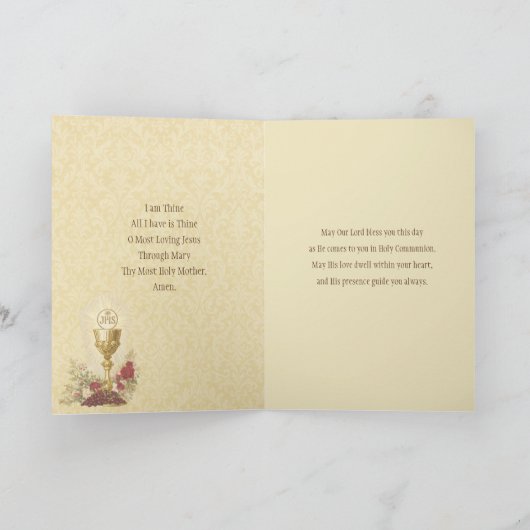 First Holy Communion Catholic Traditional カード (内部)