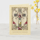 First Holy Communion Catholic Traditional カード (黄色い花)