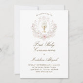 First Holy Communion chalice floral crest 招待状 (正面)
