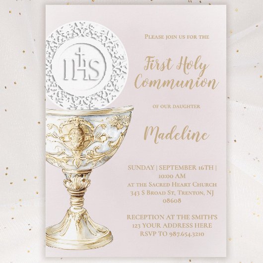 First Holy Communion Chalice Host 招待状