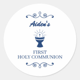 First Holy Communion Chalice Sticker for Boys ラウンドシール