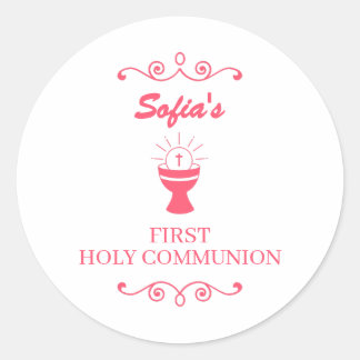 First Holy Communion Chalice Sticker For Girls ラウンドシール