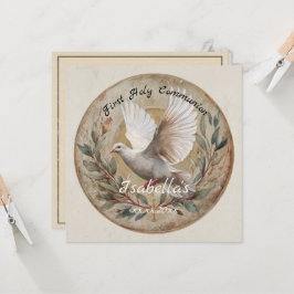  First Holy Communion Dove Vintage Christian Theme カード