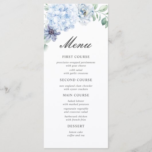 First Holy Communion Dusty Blue Floral メニュー (正面)
