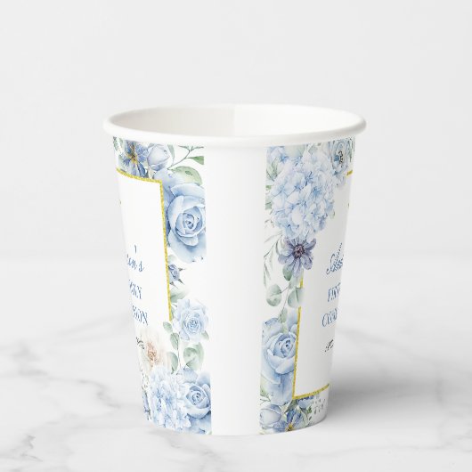 First Holy Communion Dusty Blue Floral 紙コップ (左)