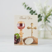 First Holy Communion | Elegant Eucharist Chalice  サンキューカード (スタンド正面)