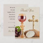 First Holy Communion | Elegant Eucharist Chalice  サンキューカード (正面/裏面)