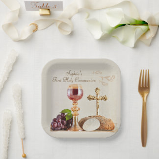 First Holy Communion Eucharist Chalice Design ペーパープレート