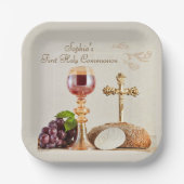 First Holy Communion Eucharist Chalice Design ペーパープレート (正面)