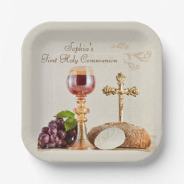 First Holy Communion Eucharist Chalice Design ペーパープレート