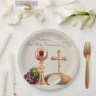 First Holy Communion Eucharist Chalice Design ペーパープレート