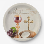 First Holy Communion Eucharist Chalice Design ペーパープレート (正面)