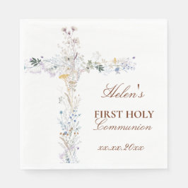 First Holy Communion floral cross スタンダードランチョンナプキン