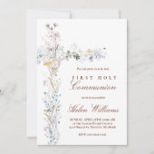 First Holy Communion floral cross 招待状 (正面)