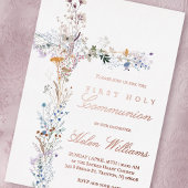 First Holy Communion floral cross 箔招待状