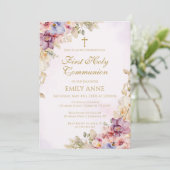 First Holy Communion Floral Orchids Invitation 招待状 (スタンド正面)