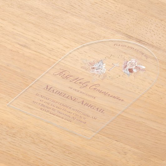 First Holy Communion girl アクリル招待状 (レイダウン)