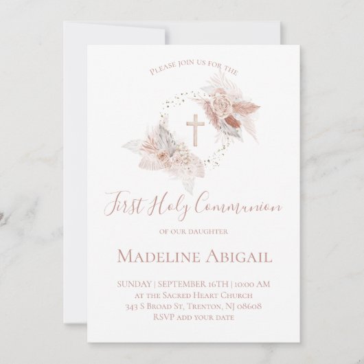 First Holy Communion girl 招待状 (正面)