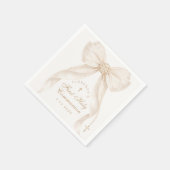 First Holy Communion Gold Cross Ivory Bow スタンダードカクテルナプキン (角)