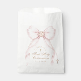 First Holy Communion Gold Cross Pink Bow フェイバーバッグ