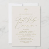 First Holy Communion gold marfil invitation 招待状 (正面)