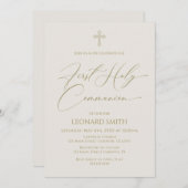 First Holy Communion gold marfil invitation 招待状 (正面/裏面)