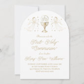 First Holy Communion golden angels Invitation 招待状 (正面)
