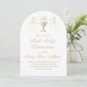 First Holy Communion golden angels Invitation 招待状 (スタンド正面)