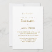 First Holy Communion golden circle green leaves 招待状 (裏面)