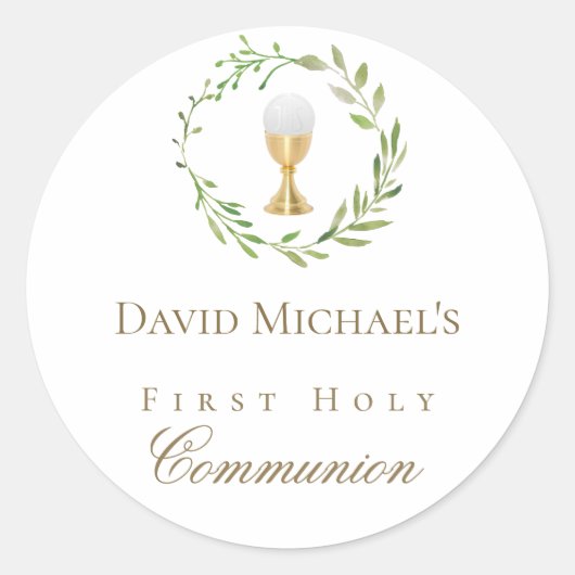 First Holy Communion green wreath  ラウンドシール (正面)