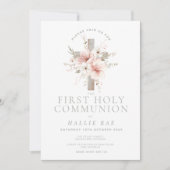 First Holy Communion Invitation, Floral Cross 招待状 (正面)