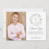 First Holy Communion Laurel Garland写真 サンキューカード (正面)